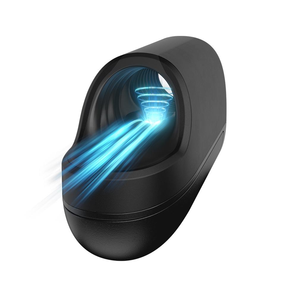 ARCWAVE Ion black male masturbator showing Pleasure Air pulse technology inside the opening