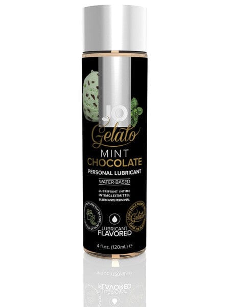 JO Gelato Mint Chocolate flavoured lubricant bottle with smooth mint chocolate dessert flavour.