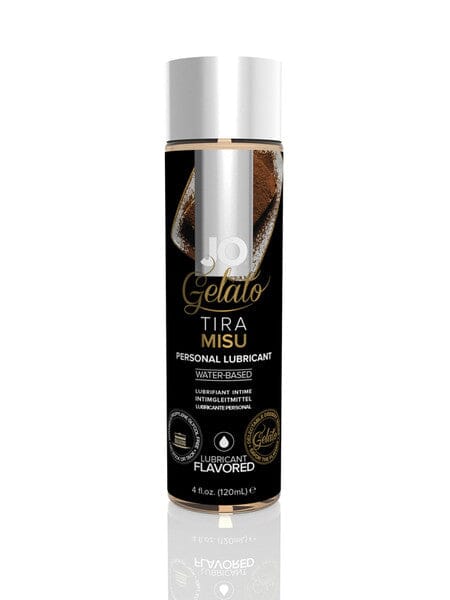 JO Gelato Tira Misu flavoured personal lubricant 120ml bottle with premium dessert-inspired packaging.