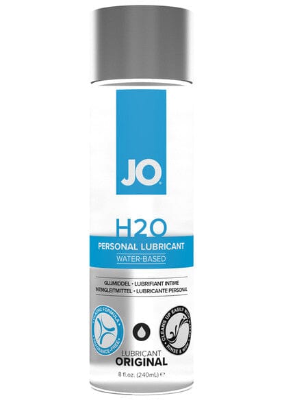 JO H2O Original Personal Lubricant 240ml bottle with blue and silver packaging.
